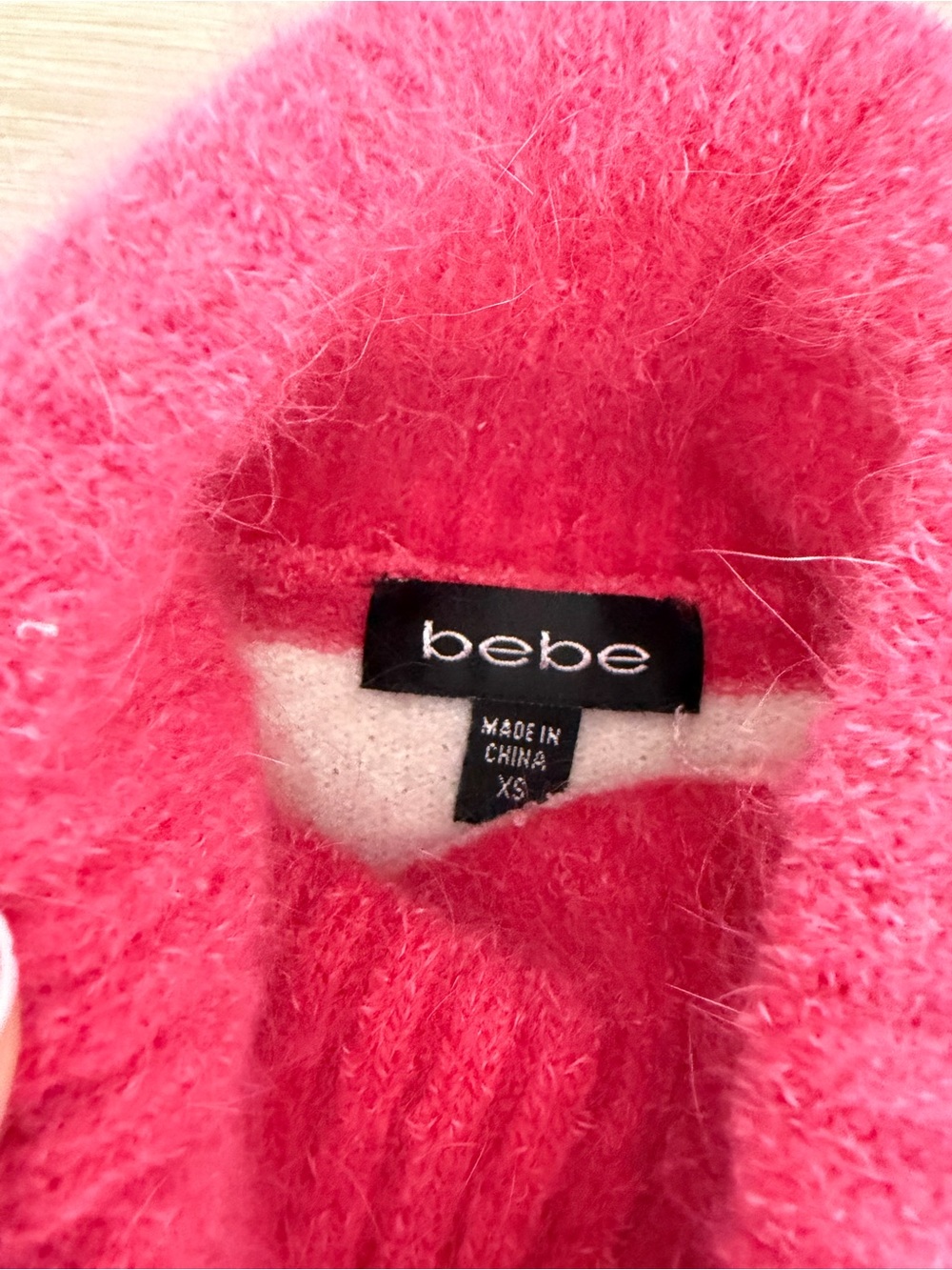 Bebe Pink Striped Rhinestone Turtleneck Sweater XS - Picture 4 of 6